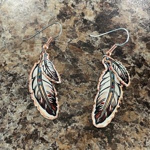 Copper feather earrings